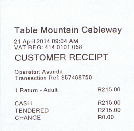 Cable Car to Table Mountain ticket
